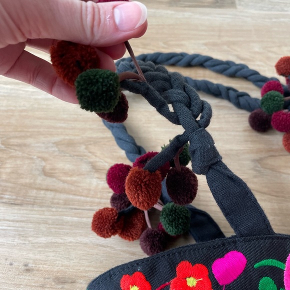 Colorful Pink and Black Floral Embroidered Purse - Made in India - Picture 9 of 17